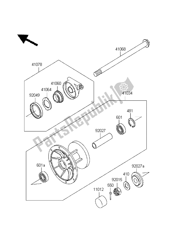 Toutes les pièces pour le Moyeu Avant du Kawasaki KLE 500 1996