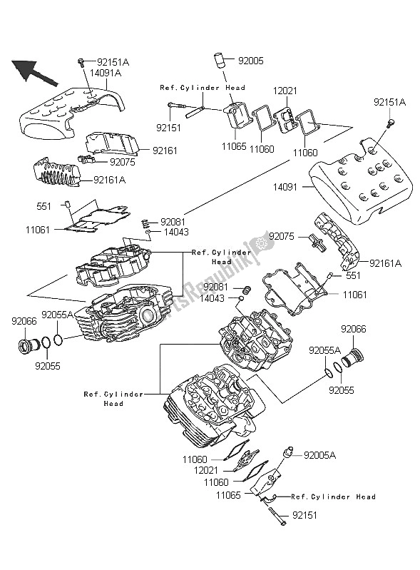 All parts for the Cylinder Head Cover of the Kawasaki VN 1600 Mean Streak 2005