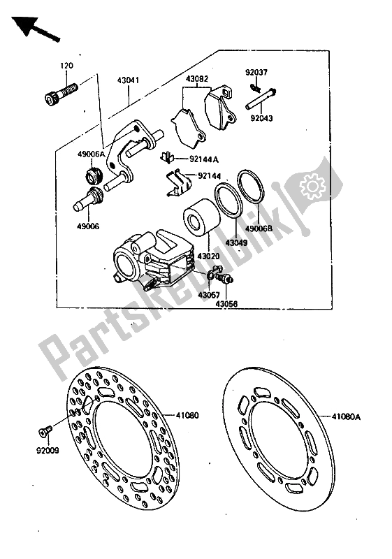 Toutes les pièces pour le étrier Avant du Kawasaki KX 250 1987