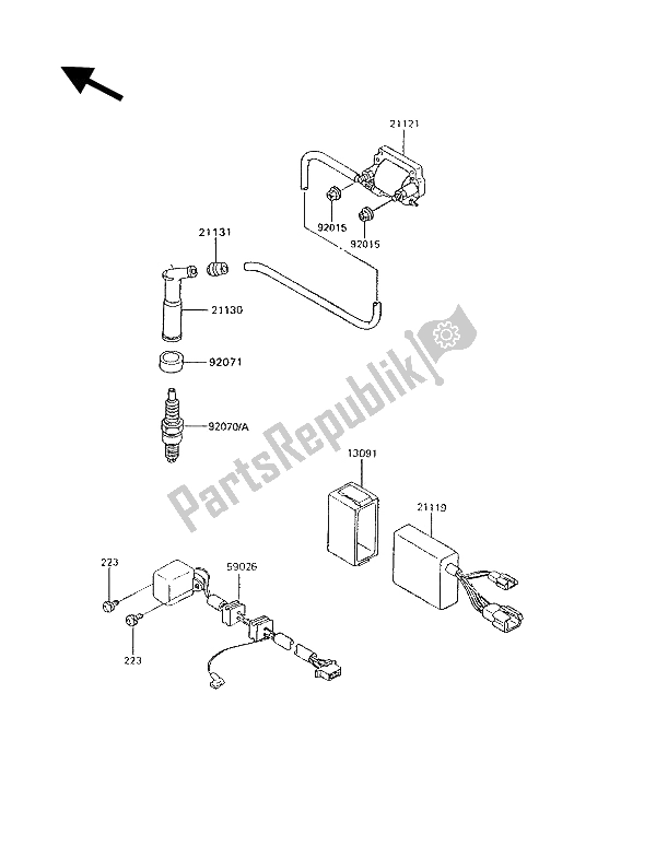 Alle onderdelen voor de Ontbrandingssysteem van de Kawasaki KLR 600 1992
