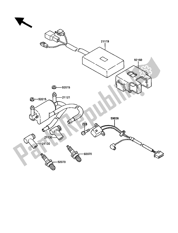 Tutte le parti per il Sistema Di Accensione del Kawasaki KR 1 2 250 1989