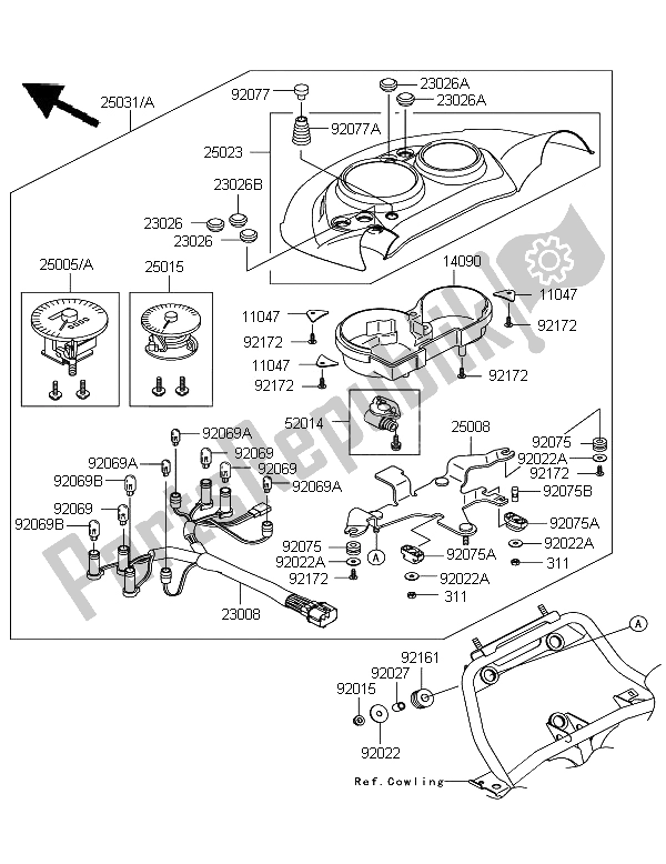 All parts for the Meter of the Kawasaki KLE 500 2006