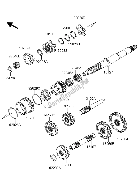 All parts for the Transmission of the Kawasaki KVF 360 4X4 2009