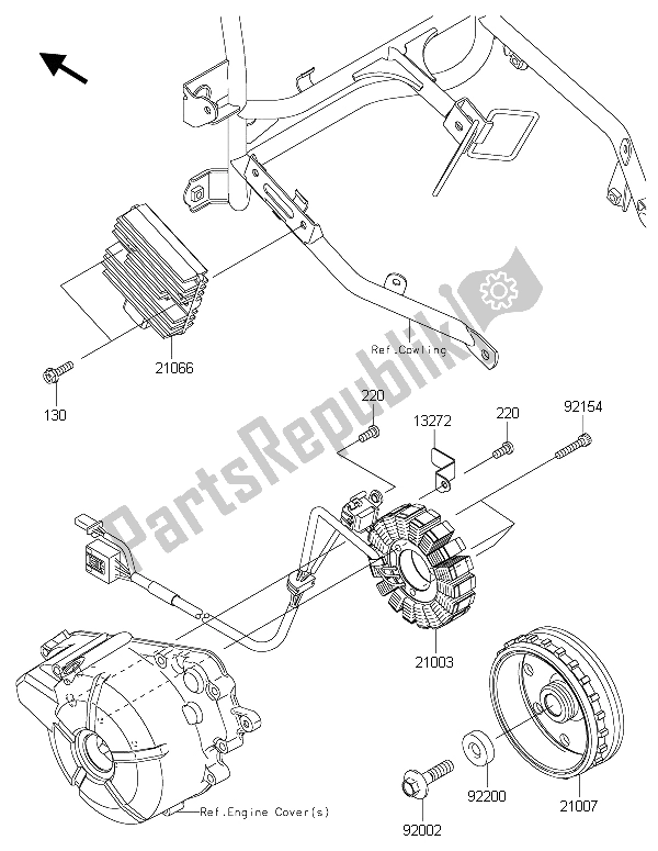 Wszystkie części do Generator Kawasaki Ninja 300 ABS 2015