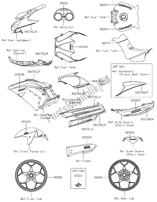 All parts for the Decals of the Kawasaki ZZR 1400 ABS 2016