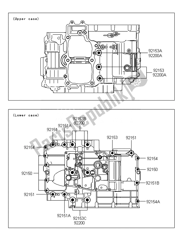 Tutte le parti per il Modello Del Bullone Del Basamento del Kawasaki ER 6N 650 2014
