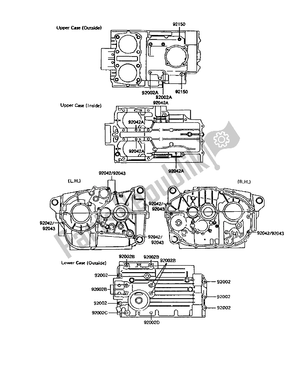 Toutes les pièces pour le Modèle De Boulon De Carter du Kawasaki GPZ 305 Belt Drive 1991