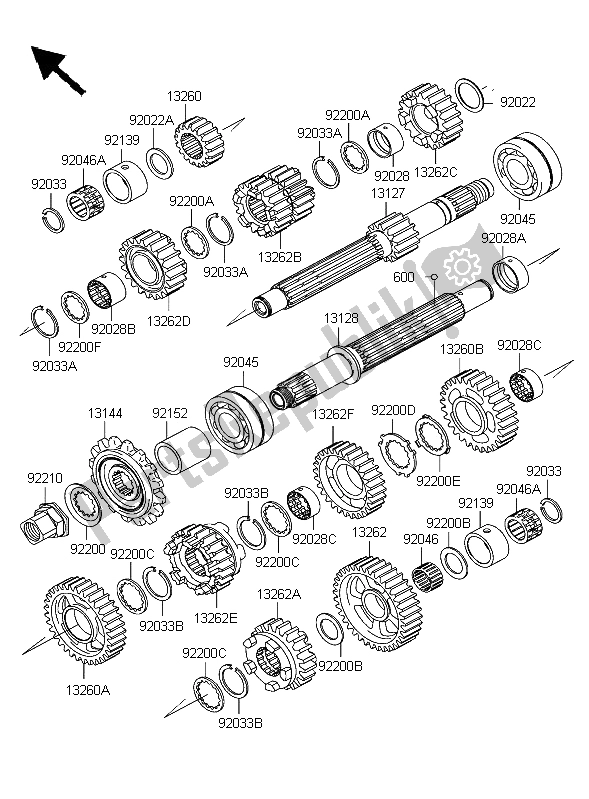 All parts for the Transmission of the Kawasaki Z 1000 2004