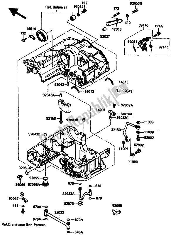 Todas las partes para Caja Del Cigüeñal de Kawasaki ZX 10 1000 1988