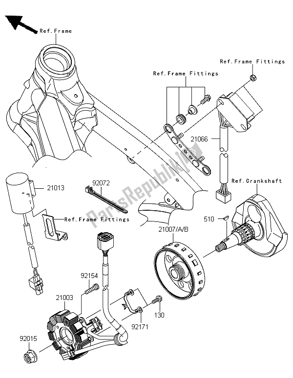 Todas las partes para Generador de Kawasaki KX 450F 2012
