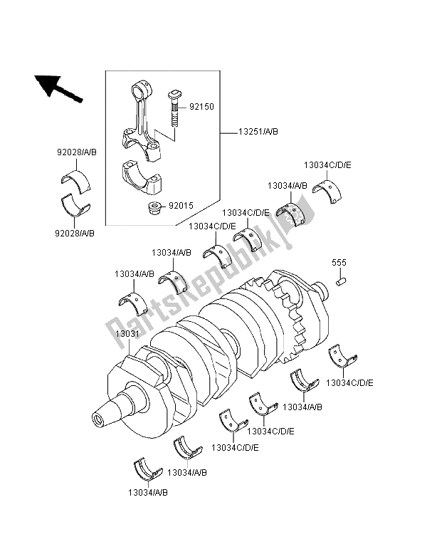 All parts for the Crankshaft of the Kawasaki ZZR 600 1995