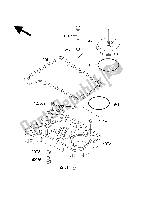 All parts for the Breather Cover & Oil Pan of the Kawasaki ZR 7 750 2001