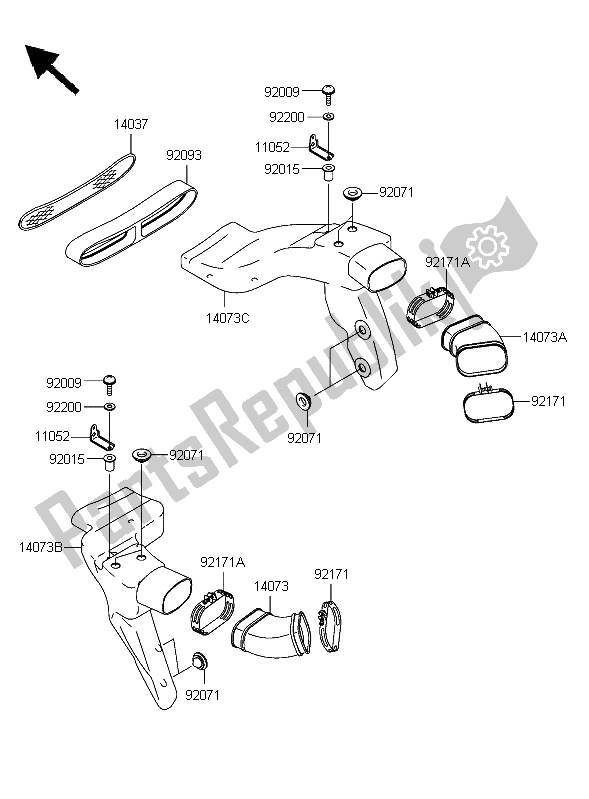 Todas las partes para Ducto De Aire de Kawasaki Ninja ZX 12R 1200 2006