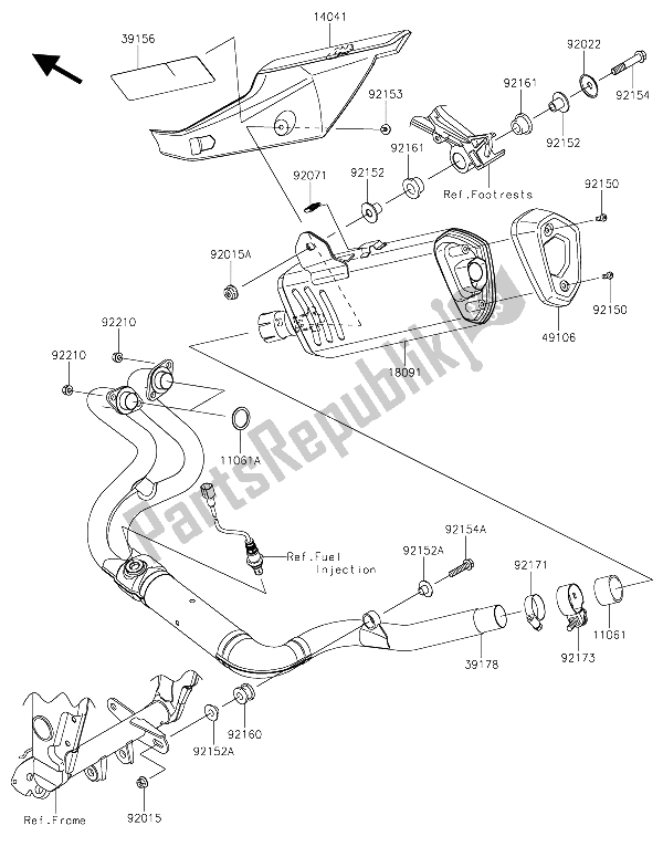 All parts for the Muffler(s) of the Kawasaki Z 300 ABS 2015