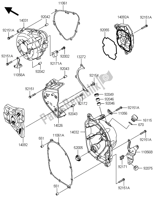 Todas las partes para Cubierta (s) Del Motor de Kawasaki ZX 1000 SX 2014