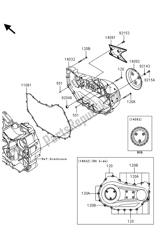 All parts for the Right Engine Cover(s) of the Kawasaki VN 1700 Classic ABS 2013