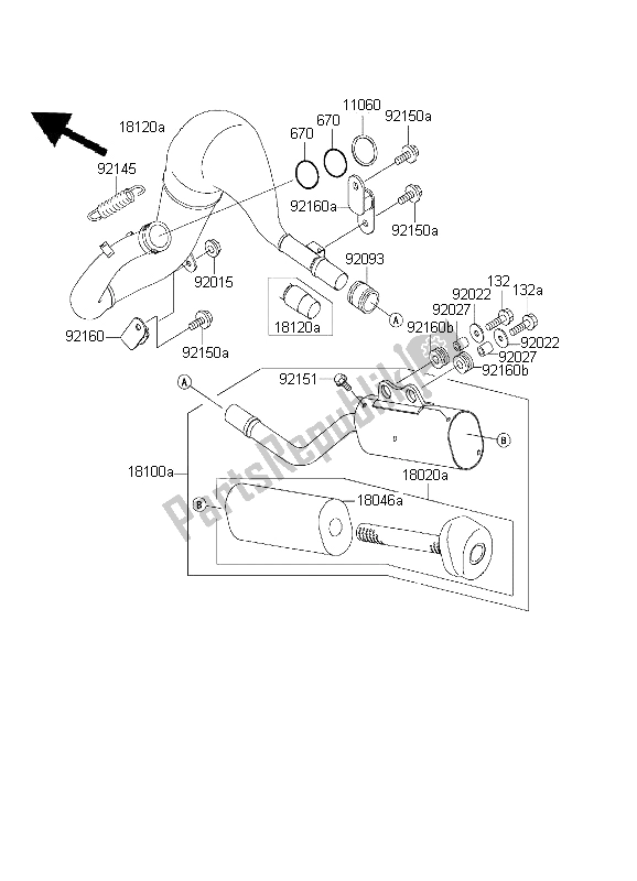 All parts for the Muffler of the Kawasaki KX 65 2003