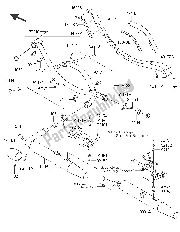 All parts for the Muffler(s) of the Kawasaki Vulcan 1700 Nomad ABS 2016