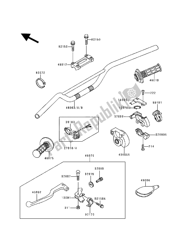 Tutte le parti per il Manubrio del Kawasaki KX 500 1994