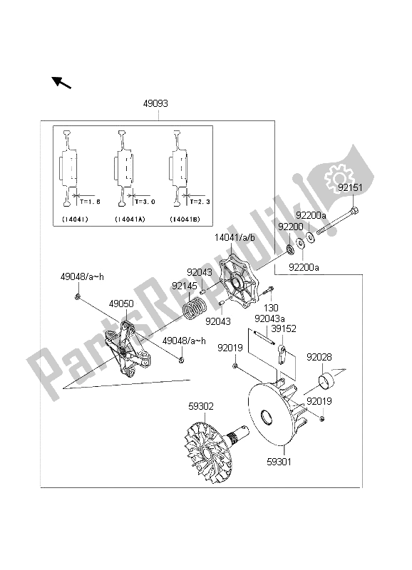 All parts for the Drive Converter of the Kawasaki KVF 650 4X4 2003