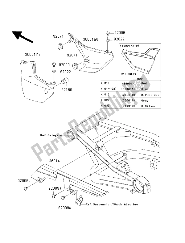 All parts for the Side Covers & Chain Cover of the Kawasaki ZRX 1200S 2002