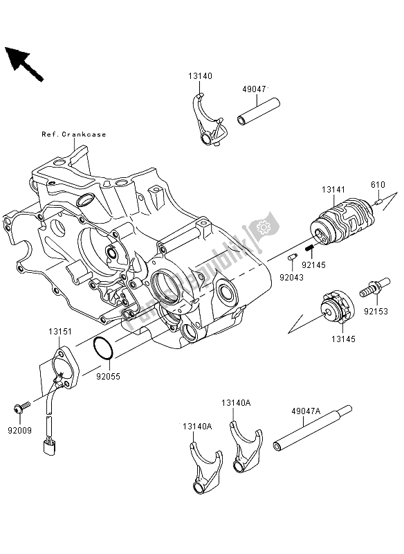 All parts for the Gear Change Drum & Shift Fork of the Kawasaki KLX 450R 2011