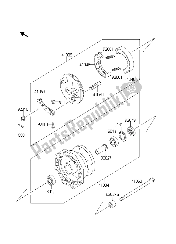 All parts for the Front Hub of the Kawasaki KX 60 2000