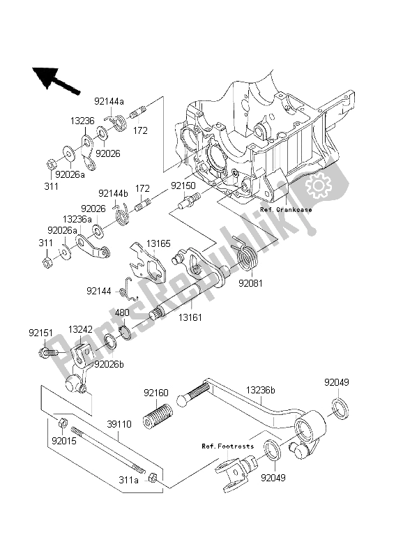 Alle onderdelen voor de Schakelmechanisme van de Kawasaki ZRX 1200 2001