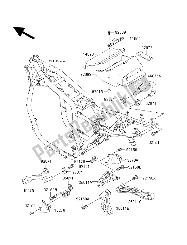 Todas las partes para Caja De Batería de Kawasaki ZRX 1100 1997