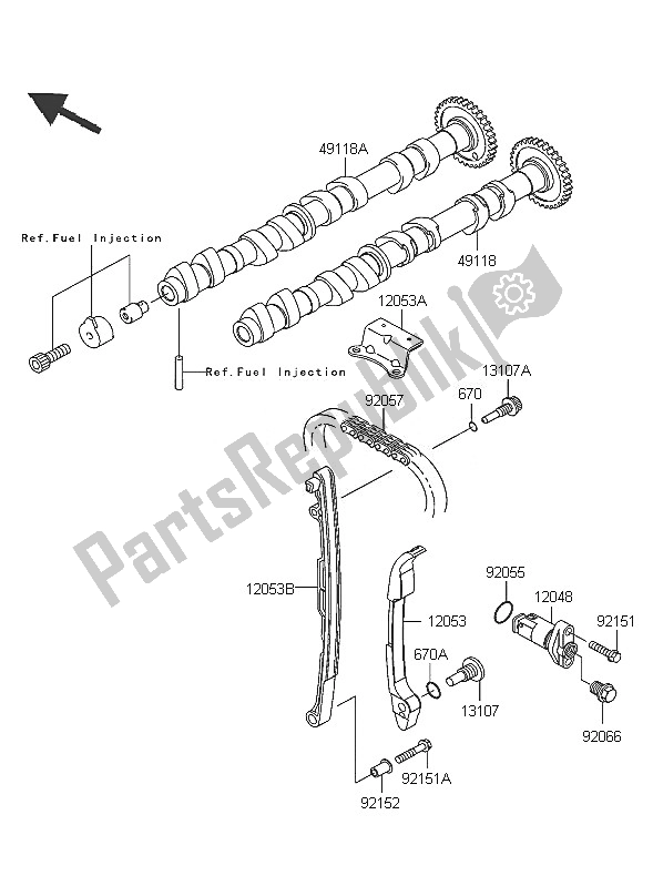 Toutes les pièces pour le Arbre à Cames Et Tendeur du Kawasaki Z 750 2005