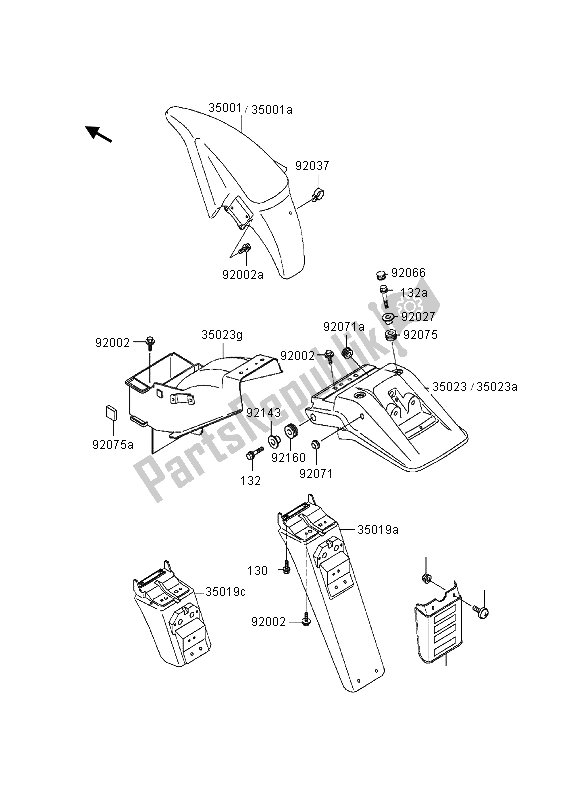 Toutes les pièces pour le Ailes du Kawasaki KLE 500 1997