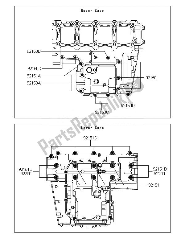 Tutte le parti per il Modello Del Bullone Del Basamento del Kawasaki Z 800E Version 2014