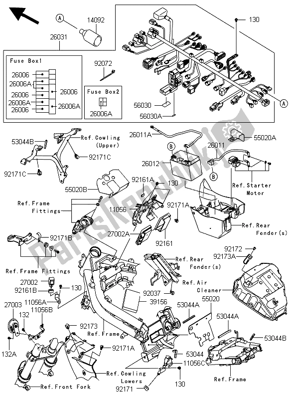 All parts for the Chassis Electrical Equipment of the Kawasaki ER 6F 650 2012