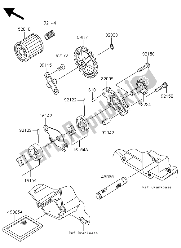 All parts for the Oil Pump of the Kawasaki KX 250F 2011