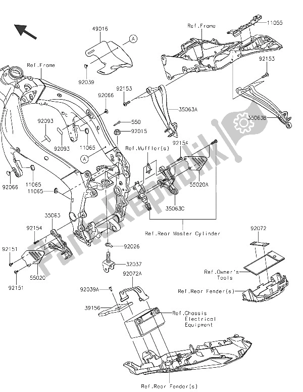 All parts for the Frame Fittings of the Kawasaki Ninja ZX 6R 600 2016