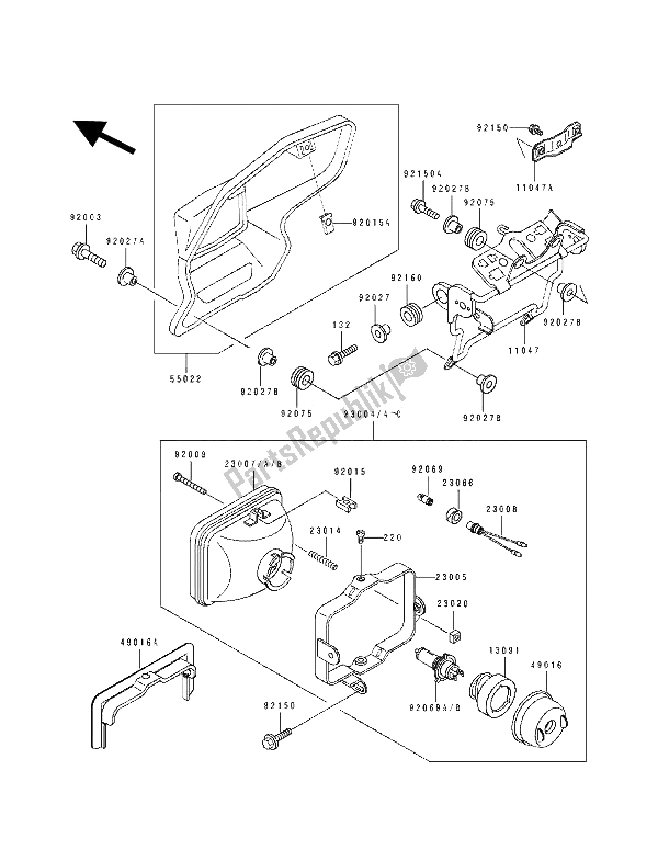 Tutte le parti per il Faro del Kawasaki KDX 250 1991