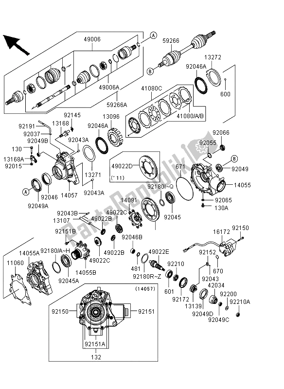 All parts for the Drive Shaft Front of the Kawasaki KVF 360 4X4 2012