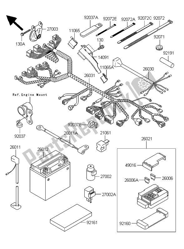 Alle onderdelen voor de Chassis Elektrische Apparatuur van de Kawasaki W 650 2006