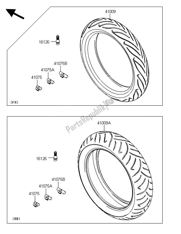 All parts for the Tires of the Kawasaki ER 6N ABS 650 2014