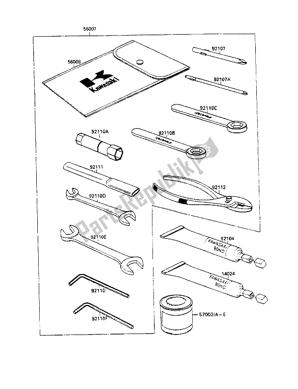 All parts for the Owners Tools of the Kawasaki GPZ 500S 1988