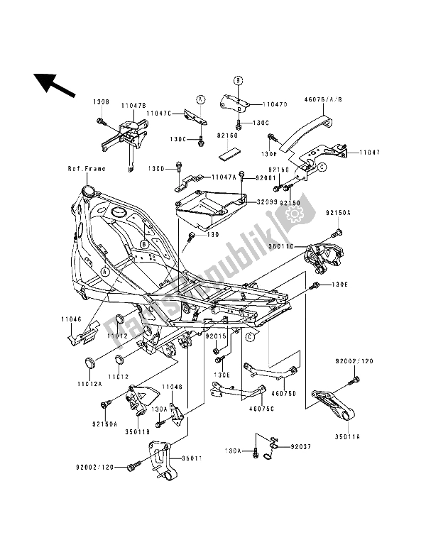 All parts for the Battery Case of the Kawasaki ZZ R 600 1994