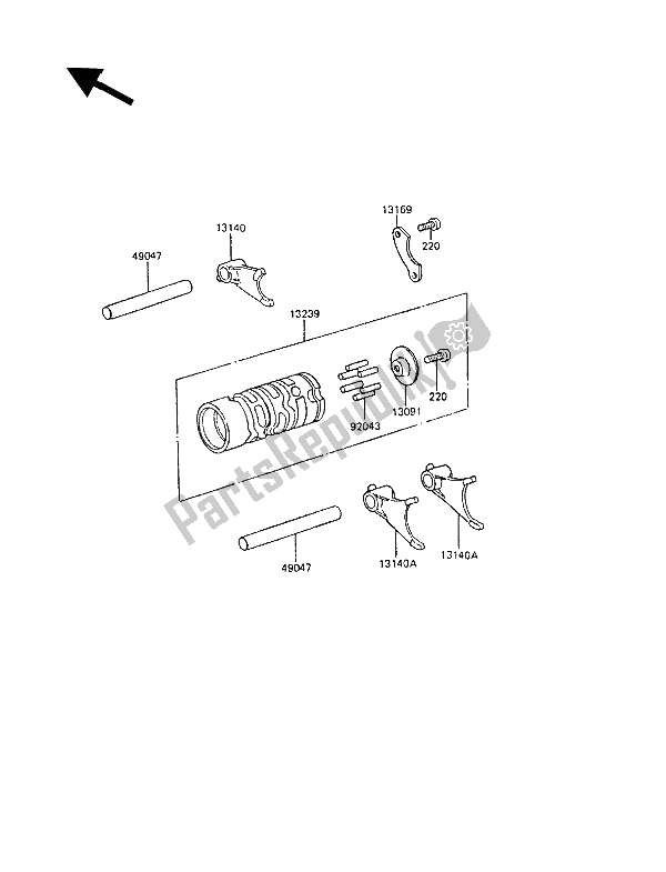 Toutes les pièces pour le Tambour De Changement De Vitesse Et Fourche (s) De Changement De Vitesse du Kawasaki KX 60 1988