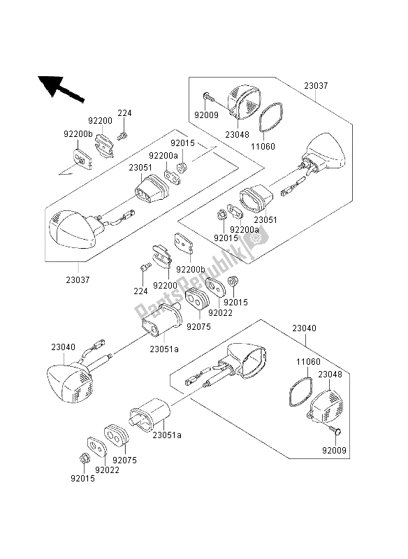 All parts for the Turn Signals of the Kawasaki Ninja ZX 9R 900 2003