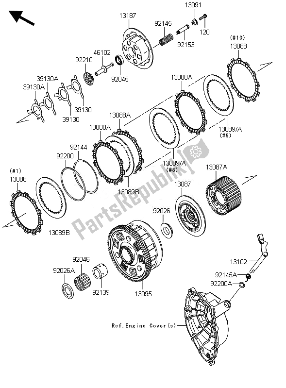 Todas as partes de Embreagem do Kawasaki Ninja ZX 10R 1000 2010