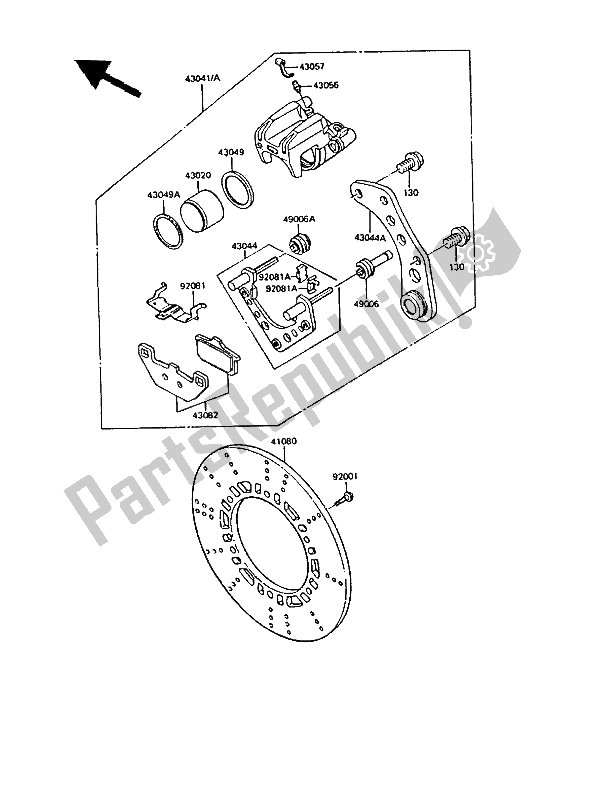 Alle onderdelen voor de Achterrem van de Kawasaki GPZ 550 1987