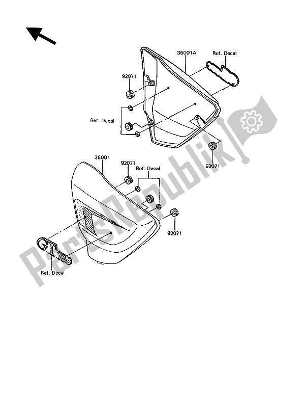 Alle onderdelen voor de Zijpanelen van de Kawasaki GT 750 1992