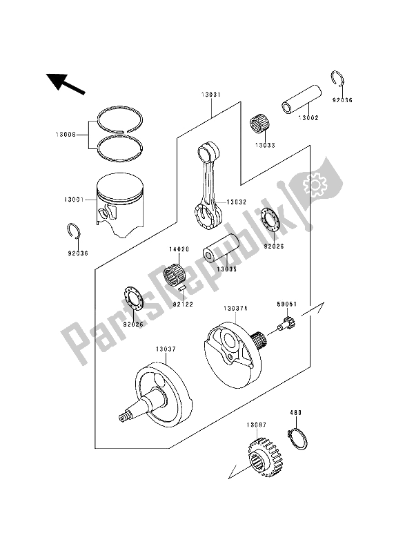 Tutte le parti per il Albero Motore E Pistone (i) del Kawasaki KX 500 1992