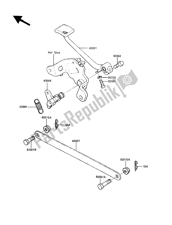 Todas las partes para Pedal De Freno de Kawasaki LTD 450 1989