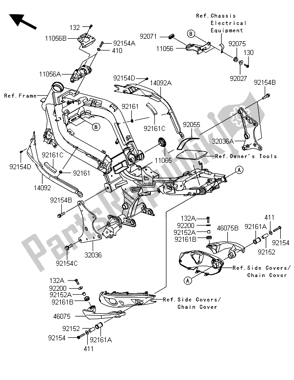 All parts for the Frame Fittings of the Kawasaki ER 6N ABS 650 2014