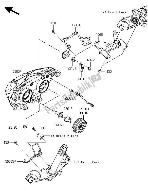 All parts for the Headlight(s) of the Kawasaki Z 800 ABS BEF 2014